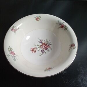 Homer Laughlin Priscilla‎ Serving Bowl Floral Gold Trim Household Institute 9in
